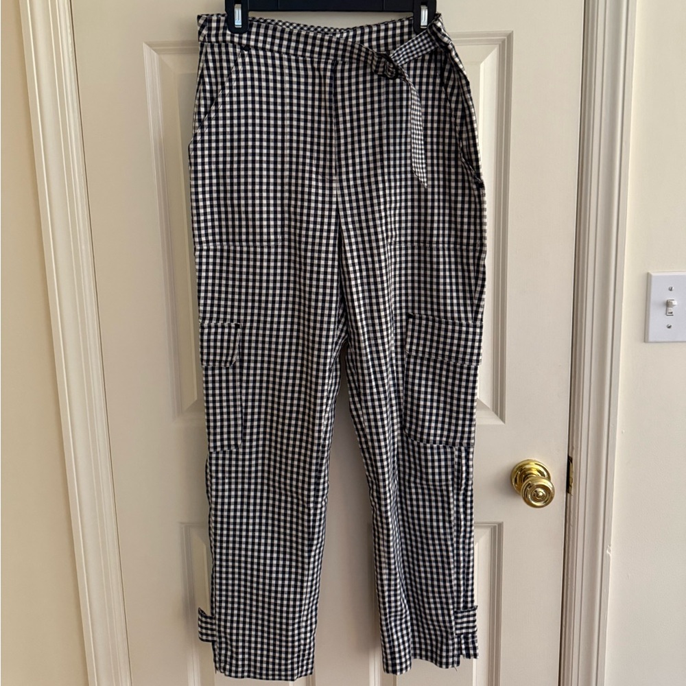 Jonathan Simkhai Black and White Checkered Straight Leg Pants